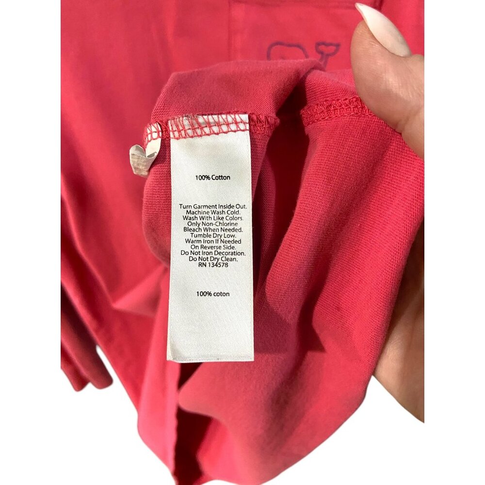 Vineyard Vines Hooded Whale Logo Back Hit Tee Shirt Melon Size M Coastal Casual - Picture 3 of 15